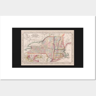 1863 New England and New York Map Posters and Art